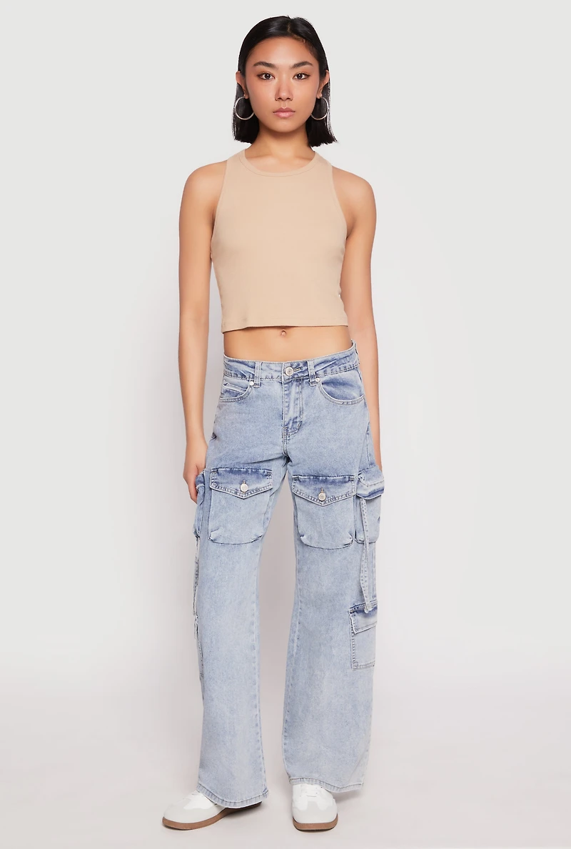 VIP Acid Wash Cargo Pocket Jeans