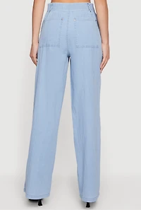 High Waisted Wide Leg Chambray Pants