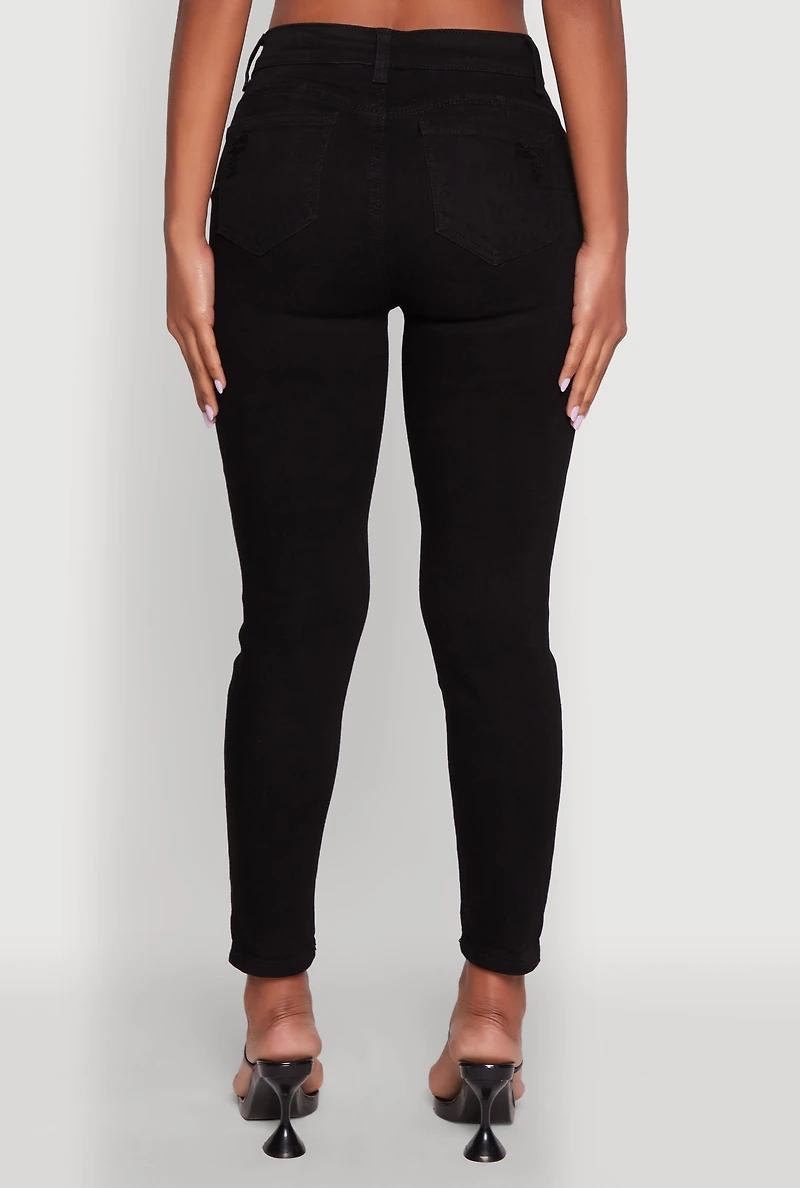 WAX Ripped Rolled Cuff Skinny Jeans