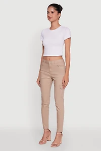 Womens WAX Solid Twill Skinny Cargo Pants, Khaki, Size 1
