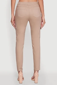 Womens WAX Solid Twill Skinny Cargo Pants, Khaki,