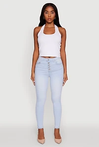 Womens WAX High Waisted Skinny Leg Stretch Jeans, Blue, Size 5