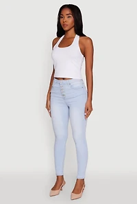 Womens WAX High Waisted Skinny Leg Stretch Jeans, Blue, Size 1