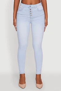 Womens WAX High Waisted Skinny Leg Stretch Jeans, Blue, Size 5