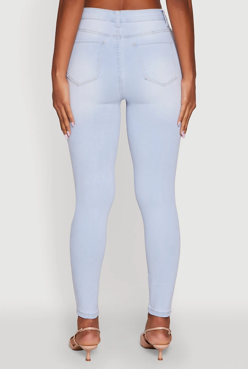 Womens WAX High Waisted Skinny Leg Stretch Jeans, Blue, Size 1
