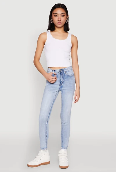 Womens WAX Mineral Wash Skinny Jeans, Blue,