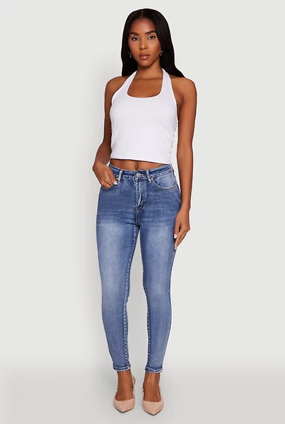 Womens WAX Mineral Wash Skinny Jeans, Blue,