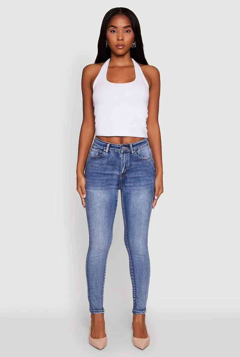 Womens WAX Mineral Wash Skinny Jeans, Blue,