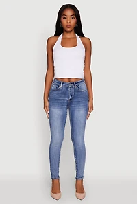 Womens WAX Mineral Wash Skinny Jeans, Blue, Size 11