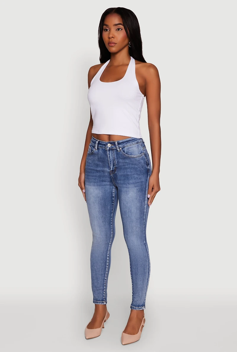 Womens WAX Mineral Wash Skinny Jeans, Blue,