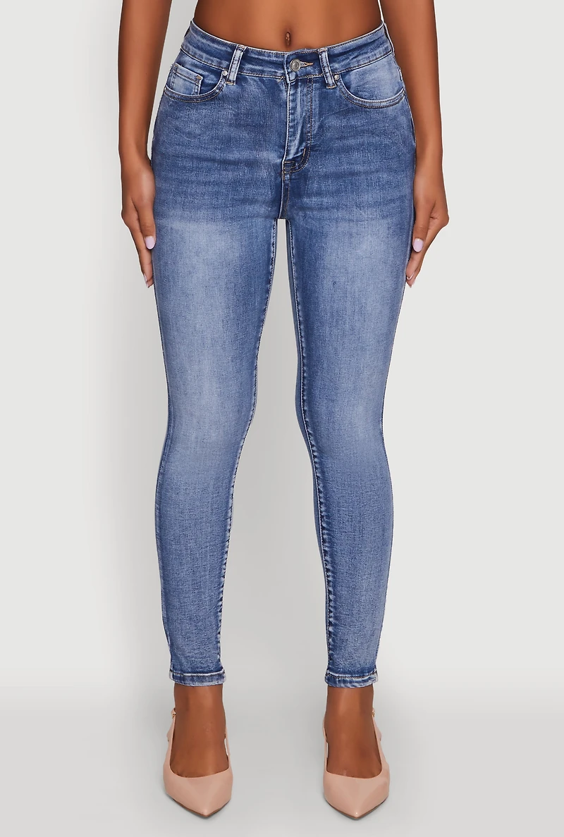 Womens WAX Mineral Wash Skinny Jeans, Blue,
