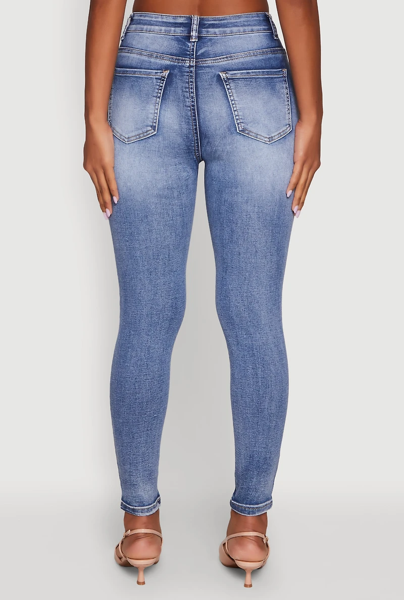 Womens WAX Mineral Wash Skinny Jeans, Blue,