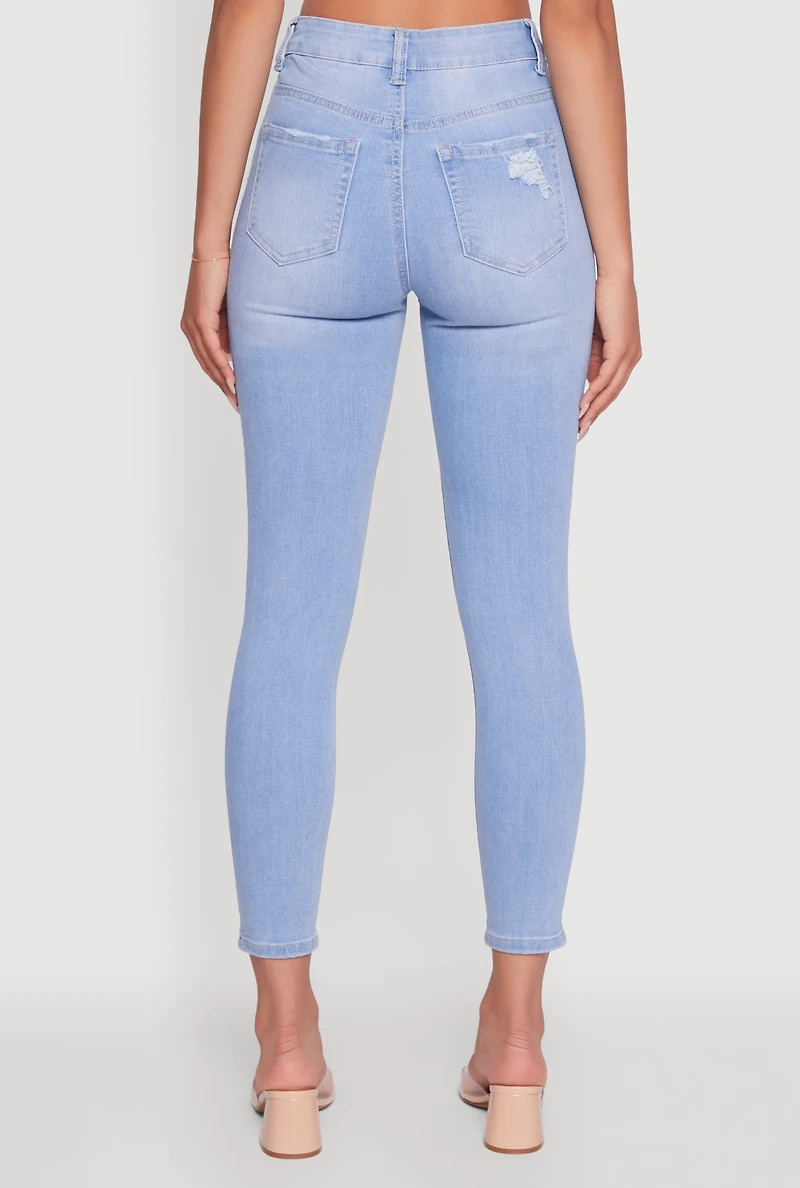 WAX High Waisted Distressed Stretch Skinny Jeans
