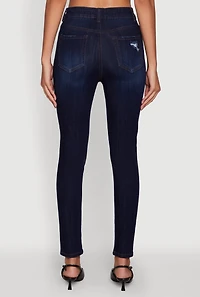 Womens WAX High Waisted Distressed Stretch Skinny Jeans, Blue,
