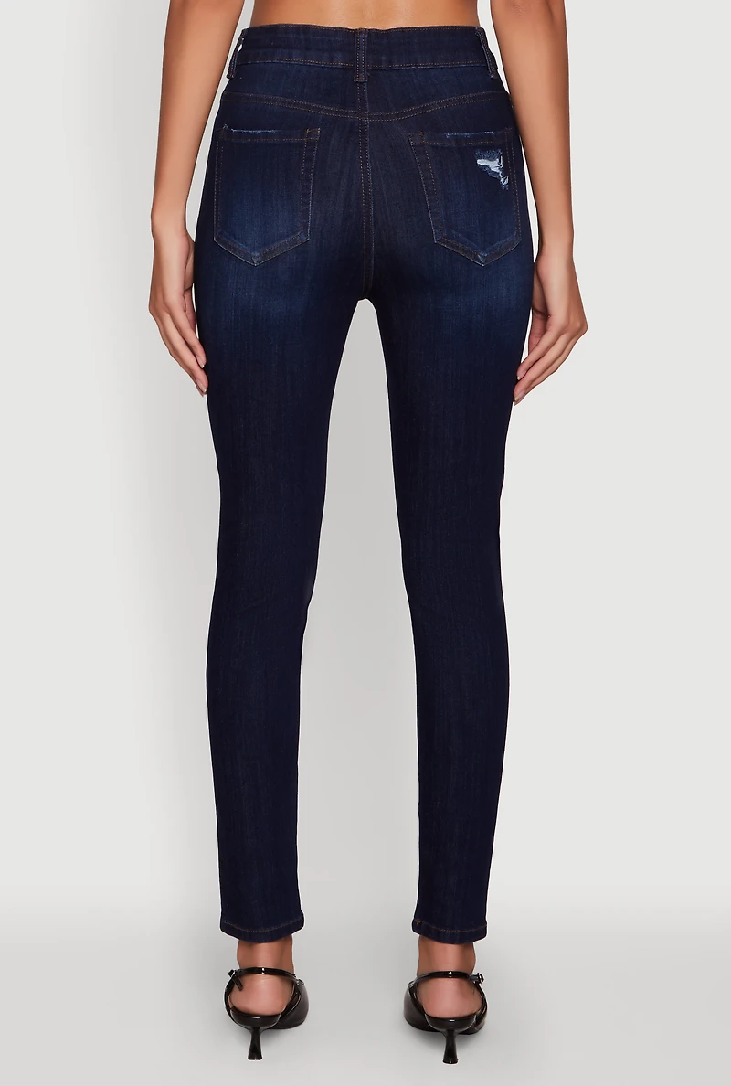 WAX High Waisted Distressed Stretch Skinny Jeans