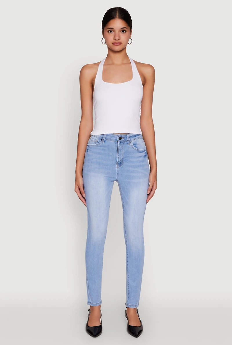 Womens WAX High Waisted Stretch Skinny Jeans, Blue, Size 3