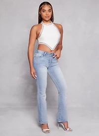 Womens WAX Rhinestone Back Pocket Boot Cut Jeans, Blue, Size 13