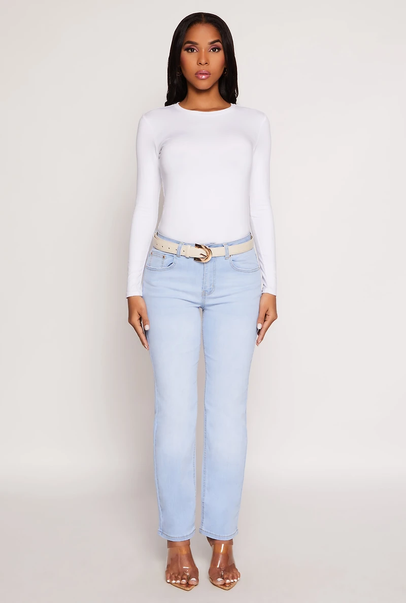 WAX Frayed Detail Straight Leg Jeans