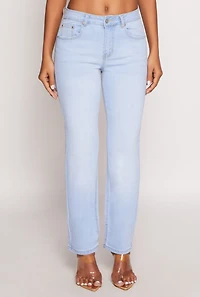 Womens WAX Frayed Detail Straight Leg Jeans, Blue, Size 3