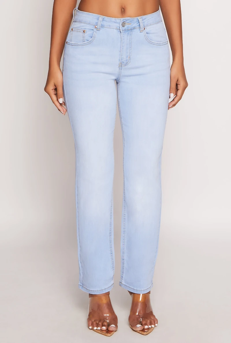 WAX Frayed Detail Straight Leg Jeans