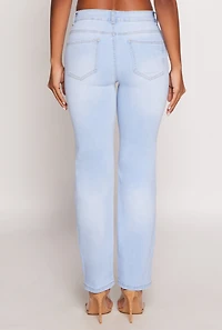 WAX Frayed Detail Straight Leg Jeans