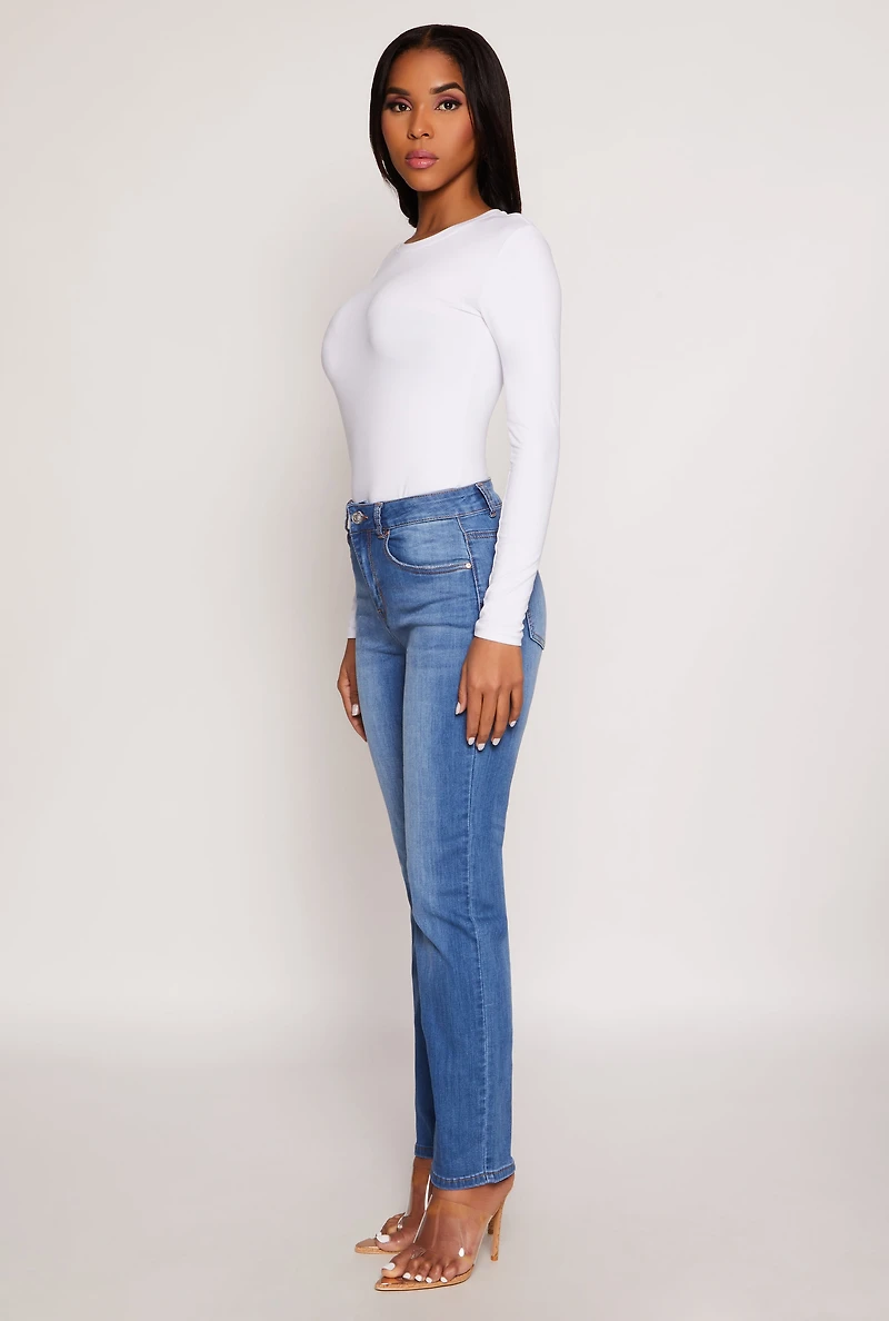 Womens WAX Frayed Detail Straight Leg Jeans, Blue, Size 13