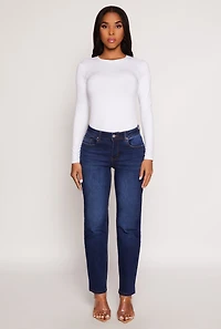 Womens WAX Frayed Detail Straight Leg Jeans, Blue,