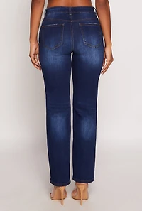 Womens WAX Frayed Detail Straight Leg Jeans, Blue,