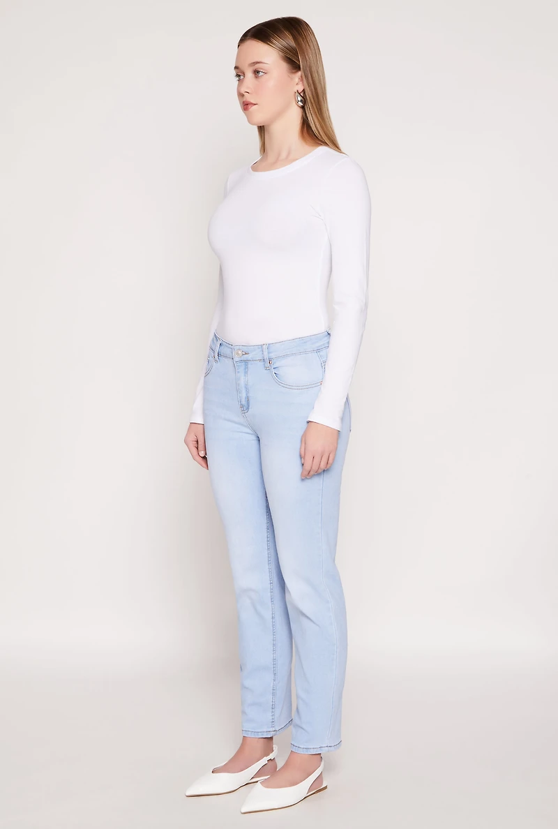 Womens WAX Whiskered Straight Jeans, Blue, Size 9
