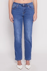 Womens WAX Whiskered Straight Jeans, Blue,