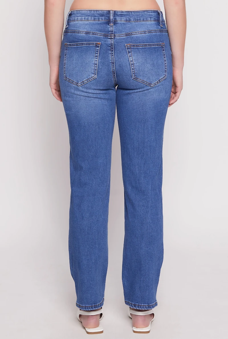 Womens WAX Whiskered Straight Jeans, Blue,