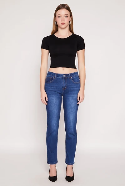 Womens WAX Whiskered Straight Jeans, Blue, Size 7