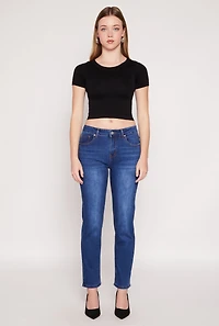 Womens WAX Whiskered Straight Jeans, Blue, Size 7