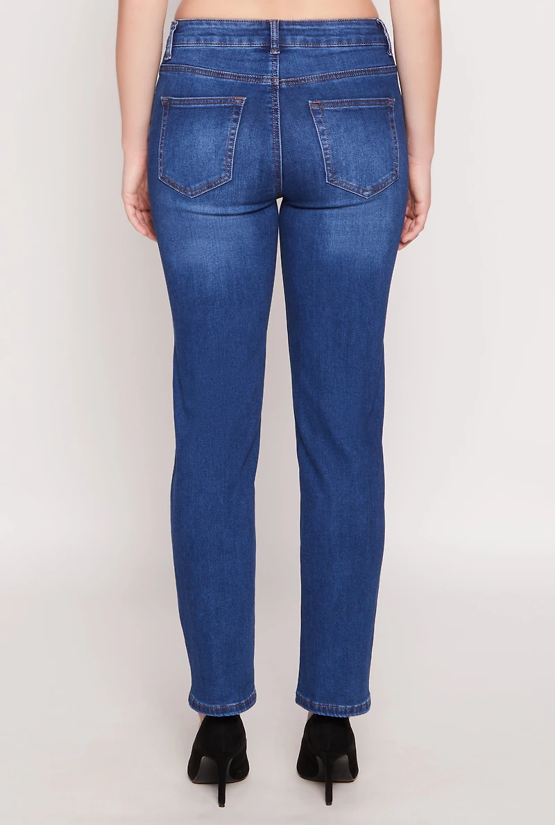 Womens WAX Whiskered Straight Jeans, Blue, Size 7