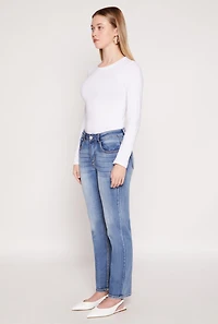 Womens WAX Straight Leg Whiskered Jeans, Blue, Size 13