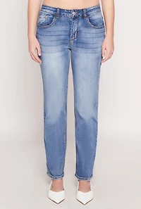 Womens WAX Straight Leg Whiskered Jeans, Blue, Size 13