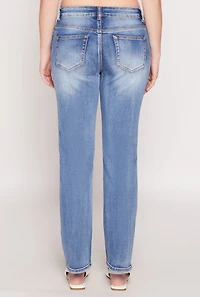 Womens WAX Straight Leg Whiskered Jeans, Blue, Size 13