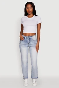 Womens WAX High Waisted Straight Leg Stretch Jeans, Blue, Size 9