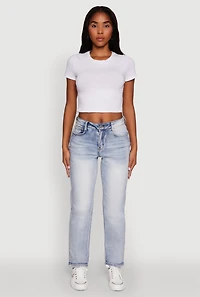 Womens WAX High Waisted Straight Leg Stretch Jeans, Blue, Size 9