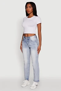 Womens WAX High Waisted Straight Leg Stretch Jeans, Blue, Size 9