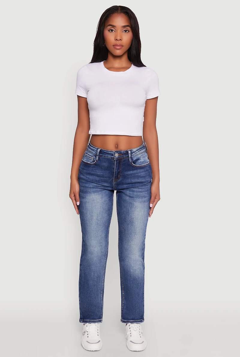 Womens WAX High Waisted Straight Leg Stretch Jeans, Blue, Size 3