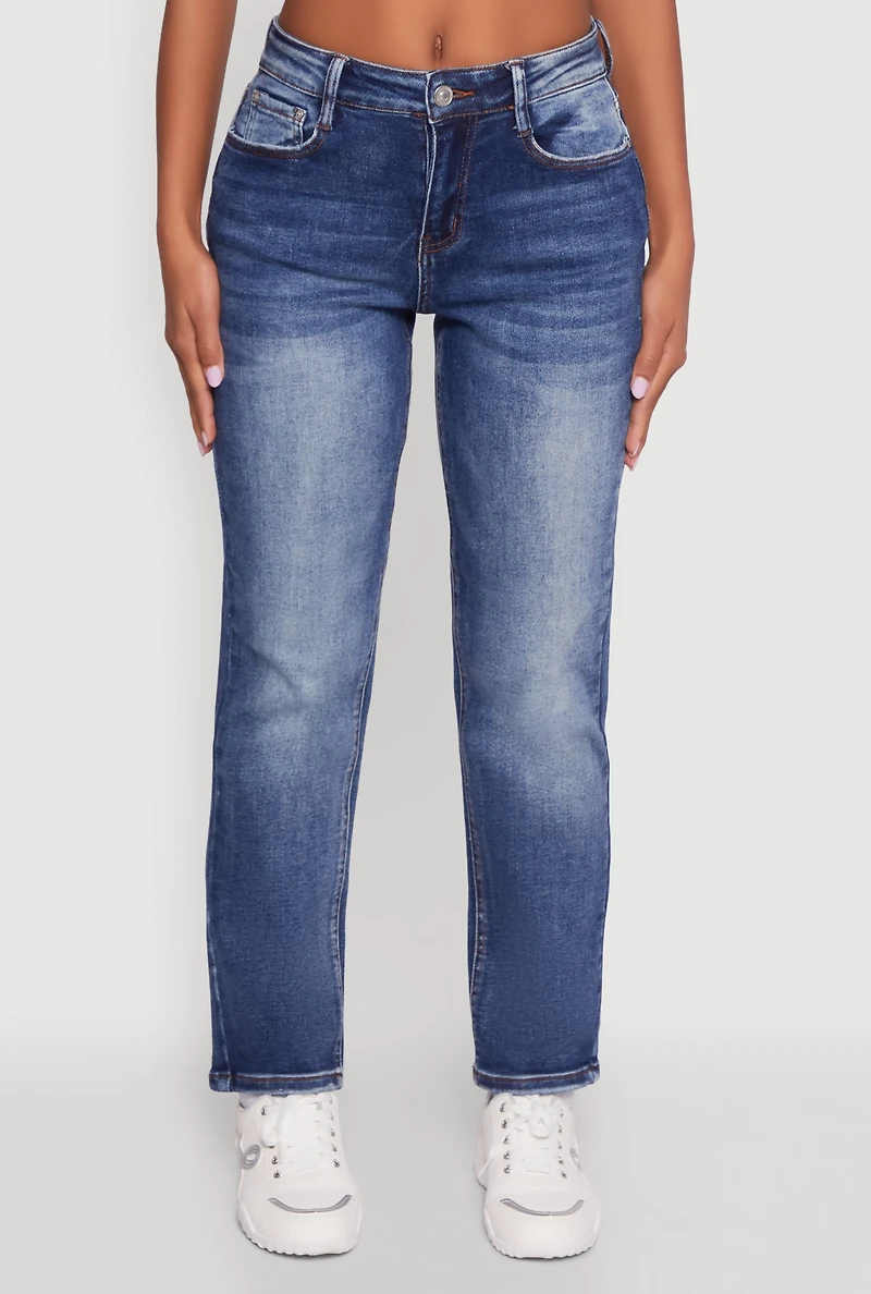 Womens WAX High Waisted Straight Leg Stretch Jeans, Blue, Size 3