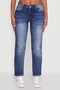 Womens WAX High Waisted Straight Leg Stretch Jeans, Blue, Size 3