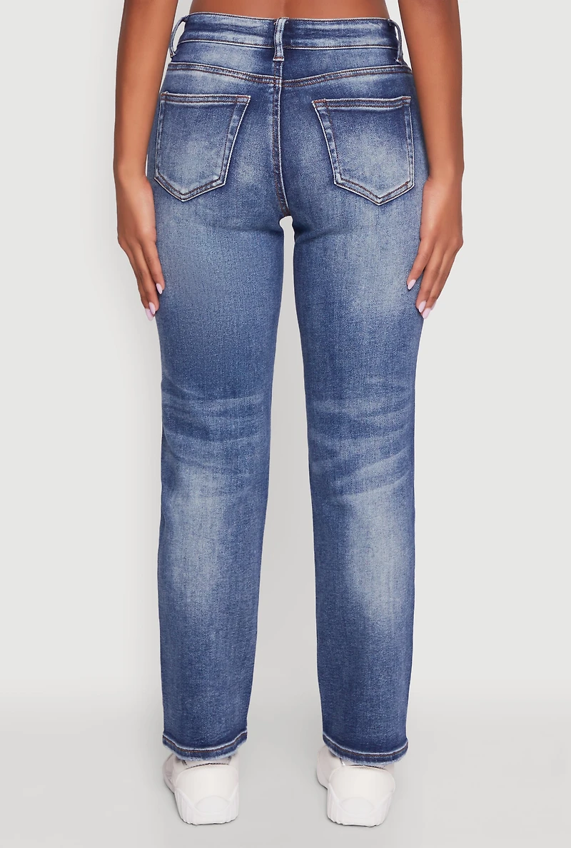 Womens WAX High Waisted Straight Leg Stretch Jeans, Blue, Size 3