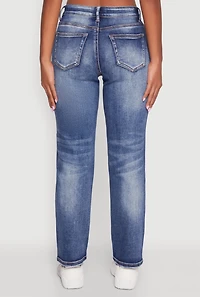 Womens WAX High Waisted Straight Leg Stretch Jeans, Blue, Size 3