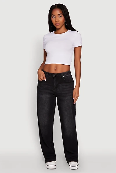 Womens WAX Basic Straight Leg Jeans,