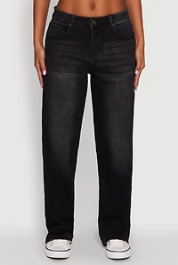 Womens WAX Basic Straight Leg Jeans, Black, Size 3