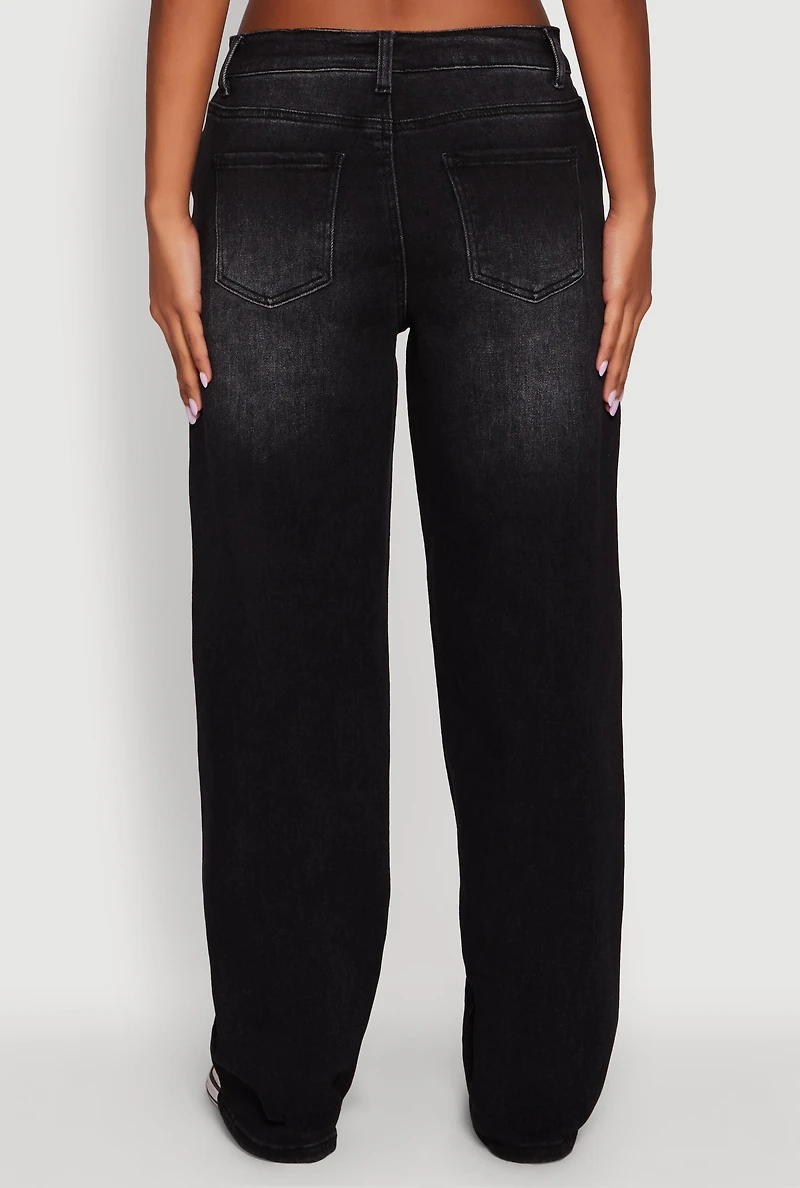 Womens WAX Basic Straight Leg Jeans, Black, Size 3