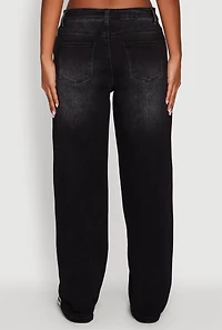Womens WAX Basic Straight Leg Jeans, Black, Size 3