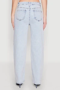 Womens WAX Acid Wash Straight Leg Jeans, Blue,